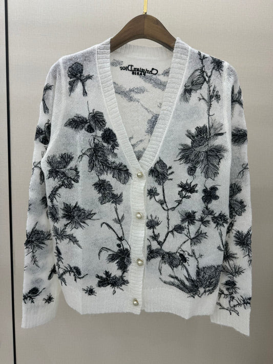 knitted embroidered cardigan